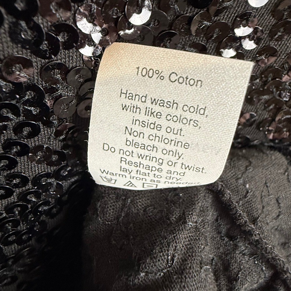 J.Crew Factory Black Sequin Top Long Sleeve Party Sparkle Blouse - M - Picture 4 of 6